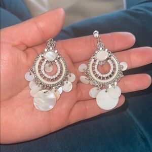 Elegant Silver and White Dangle Earrings